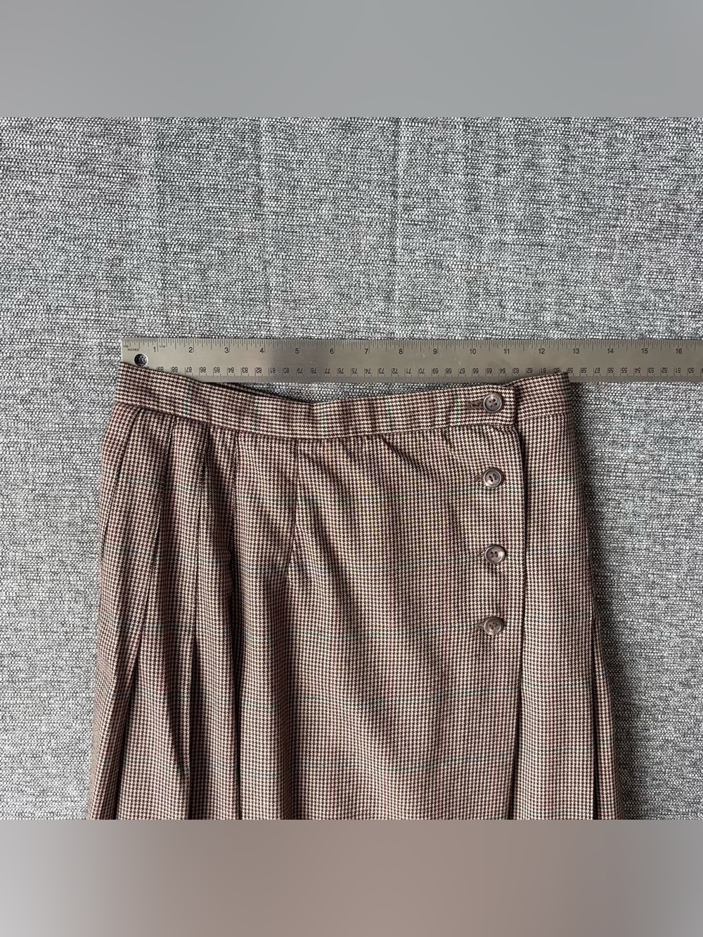 Vintage Ralph Lauren Blue Label 100% Wool Houndstooth Skirt Sz 8 Pleated MiUSA - Picture 15 of 16